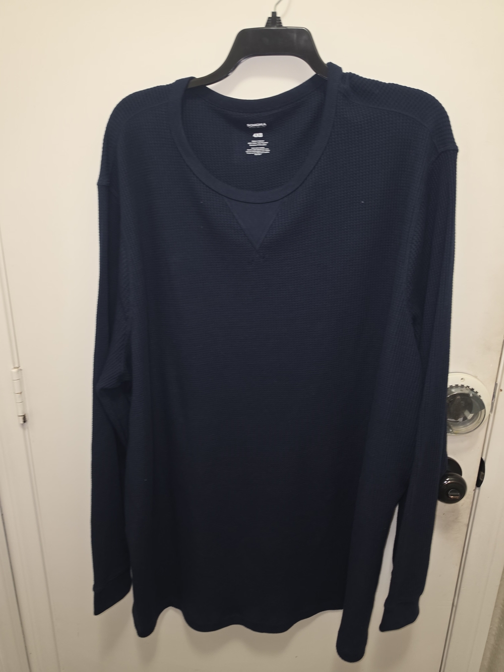 Sonoma Navy Long-Sleeve Waffle Crew Thermal Shirt